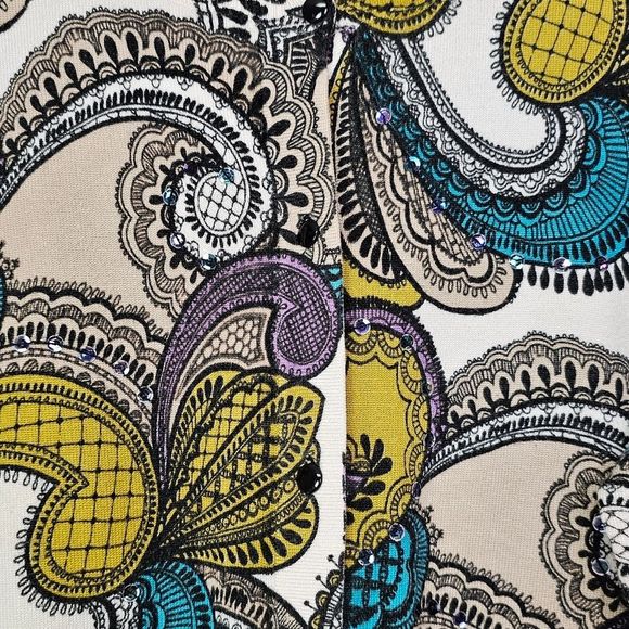 Lane Bryant Cardigan Sweater Multicolor Paisley Button Front Sequins Sz 14/16 - Picture 4 of 12